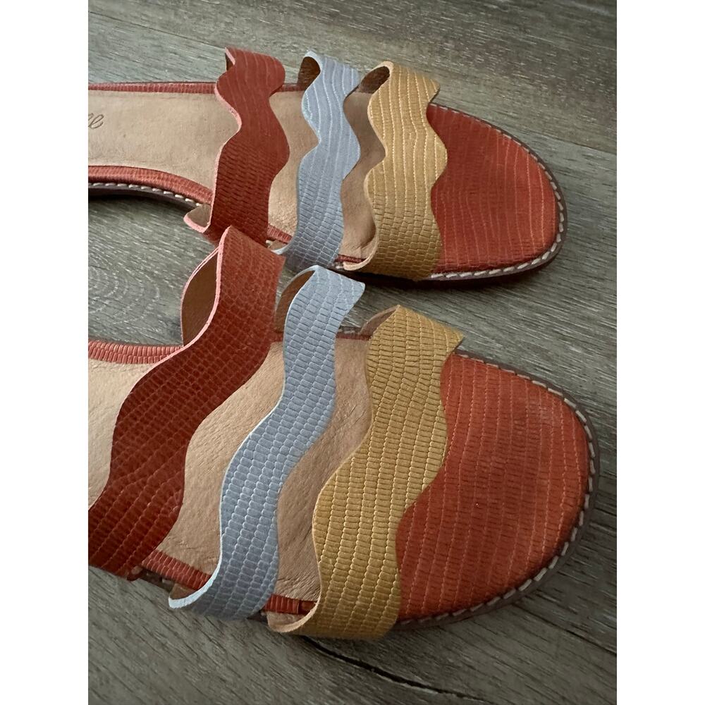 Madewell The Wave Slide Sandal in Colorblock Lizard Embossed Leather Size 9.5 - Picture 6 of 7